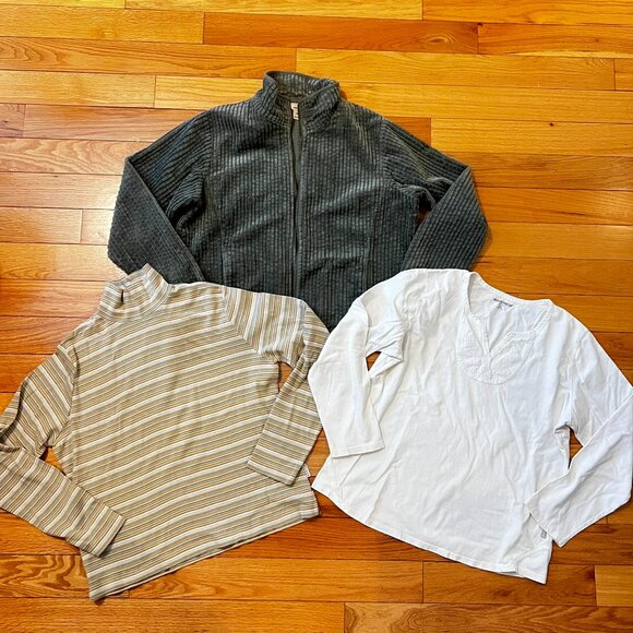 Woolrich Women's 100% Cotton Long Sleeve Shirts & Jacket Large Petite - Lot of 3 - Picture 1 of 16